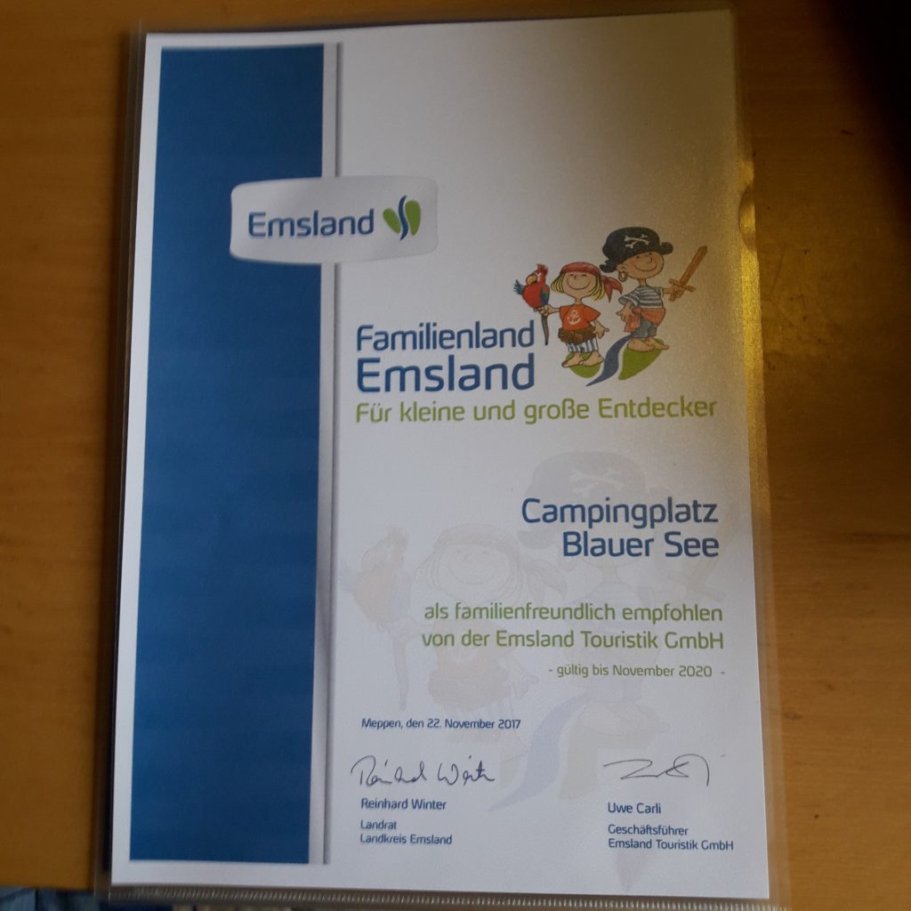 Zertifizierungen, Auszeichnungen & Mitgliedschaften: Familienland Emsland 2020